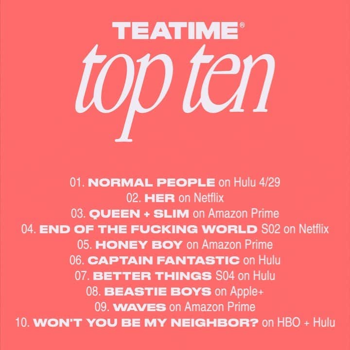 ダコタ・ジョンソンのインスタグラム：「This weeks #teatimetopten is here. I LOVE the Beastie Boys doc. Visit @teatime.pictures for weekly lists of entertainment we think is radical ⚡️」