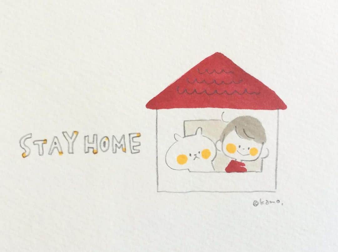 カモさんのインスタグラム写真 - (カモInstagram)「・ STAY HOME週間 #stayhome#ウサギタケ#キミとボク#usagitake」4月25日 9時48分 - illustratorkamo