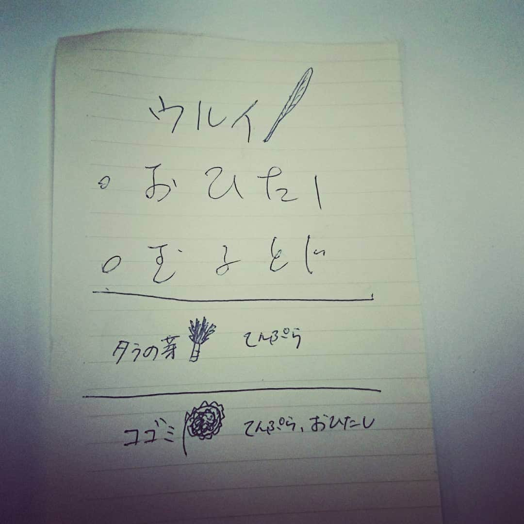 七海ひろこさんのインスタグラム写真 - (七海ひろこInstagram)「今日いただいた食材の皆さま🥗  ウルイ、タラの芽、コゴミ、リンドールのチョコ、飴、あとキャンディはもういただいてしまいました🍬  美味しく作れるかなー。  可愛いメモも、可愛いのでこっそりパシャり。  ありがとうございます！  #春の野菜 #季節の野菜 #ウルイ #うるい #タラの芽 #コゴミ #リンドールチョコ #しょうがのど飴 #幸福実現党 #幸福実現 #七海 #七海ひろこ」4月25日 21時05分 - nanamihiroko_