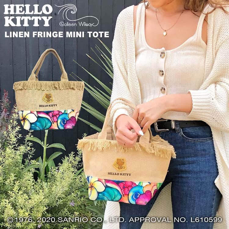 ラレイアのインスタグラム：「𝗛𝗘𝗟𝗟𝗢 𝗞𝗜𝗧𝗧𝗬 × 𝗖𝗼𝗹𝗹𝗲𝗲𝗻 𝗪𝗶𝗹𝗰𝗼𝘅🌺 コラボ商品が登場😍💕 ・ ・ 日焼けハローキティとコリーン・ウィルコックスのアートが可愛い❤️ ・ こちらは人気のフリンジミニトートの形ですが、麻を使用してアーバンローカルな雰囲気にもなってます✨ ・ 只今 #楽天 サイトにて先行予約を受付中！ そして今ならお買い物マラソンセールを開催中なので今がお得にGETのチャンスです💓 ・ ぜひお見逃しなく🤗 ・ ・ ---La Leia Precious Life(ラレイア)--- @laleia_official ・ 楽天市場店 https://www.rakuten.co.jp/laleia-p-life/ ・ au wowma店 https://wowma.jp/user/52666346 ・ Yahooショッピング店 https://shopping.geocities.jp/laleia-p-life/ ・ ・ @laleia_official  @colleenwilcoxgallery_jp  #hellokitty#colleenwilcoxart#art#hawaii#aloha#surf#beach#laleia#ハワイ#フォトジェニック#インスタ映え#インスタ女子#アロハ#ビーチ#海を感じる雑貨#ラレイア#アート#ビーチガール#大人カジュアル#トートバッグ#コリーンウィルコックス#ギフト#プレゼント#ハローキティ#キティちゃん#キティラー#サンリオ#コラボ#コラボ商品」