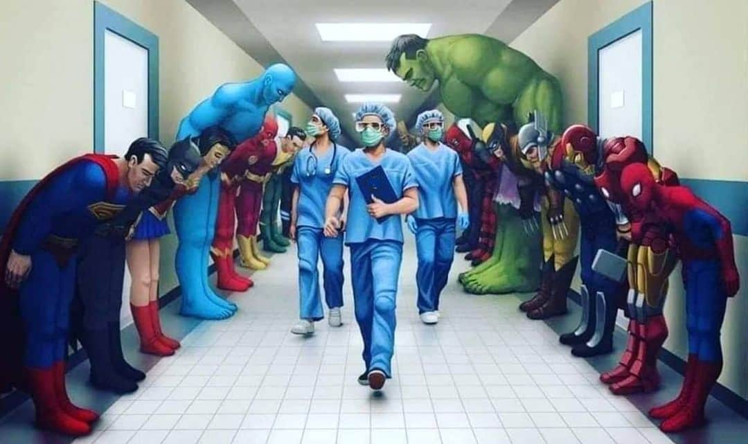 リー・トンプソンさんのインスタグラム写真 - (リー・トンプソンInstagram)「I love this. Sorry I don’t know the artist. #thankyouhealthcareworkers #thankyoufrontliners #weareinthistogether #comicnerdsunited」4月26日 1時39分 - lea_thompson