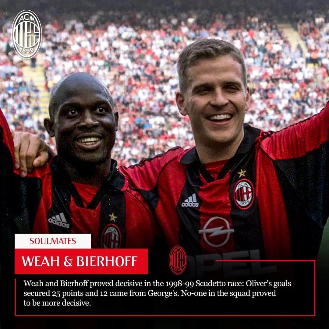 ACミランさんのインスタグラム写真 - (ACミランInstagram)「🇱🇷🇩🇪 The devastating duo that led us to our Scudetto in 1999: George Weah and Oliver Bierhoff 🔴⚫️ #SempreMilan」4月27日 2時30分 - acmilan