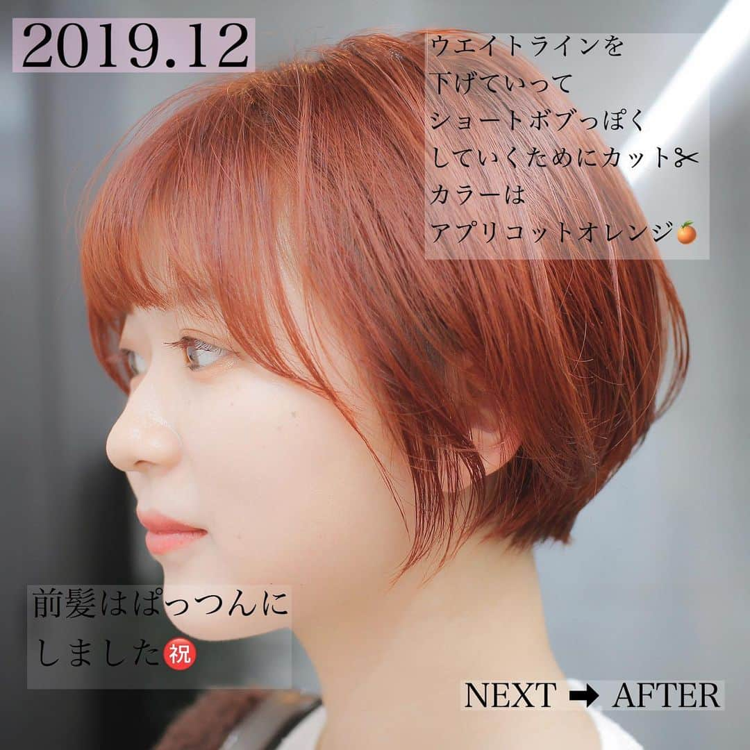 オオモトさんのインスタグラム写真 - (オオモトInstagram)「約1年間でどれだけヘアスタイルを楽しめるか？　という疑問に対してあるお客様の髪型遍歴です♪ ⚠︎最後のヘアは2019.3 → 2020.3 です😭 ・ 参考にしていただければです♪ ・  @bobby_omoto_style @wom_hair_ ・ お値段、ご予約方法、場所、などはストーリーハイライトに明記しております✨ ・ ・ ・ #Wカラー#ブリーチ#インナーカラー#ポイントカラー#ボブ#ハイトーンカラー#鬼滅の刃#胡蝶しのぶ#美容師#ショートカット#ボブ#ショートヘア#ダブルカラー#デザインカラー#ケアブリーチ#美容学生#裾カラー#下北沢#マジックスパイス#olaplex#ウルフカット#オレンジカラー#ミルクティー#ミルクティーカラー#モモコグミカンパニー#みにウルフ#ディズニー#女生染髪#ootd」4月26日 21時00分 - bobby_omoto_style