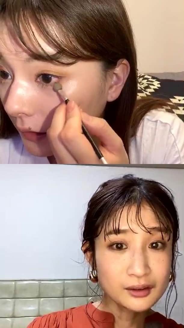 小濱庸子のインスタグラム：「30歳が楽しむ春メイク。 お互いのオススメを紹介しあってるよ🙆‍♀️✨」