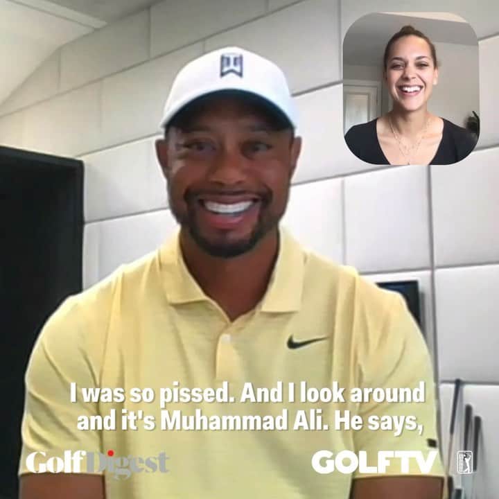タイガー・ウッズのインスタグラム：「Recounting some funny sports stories from over the years. Head to @golfdigest for the full interview.」