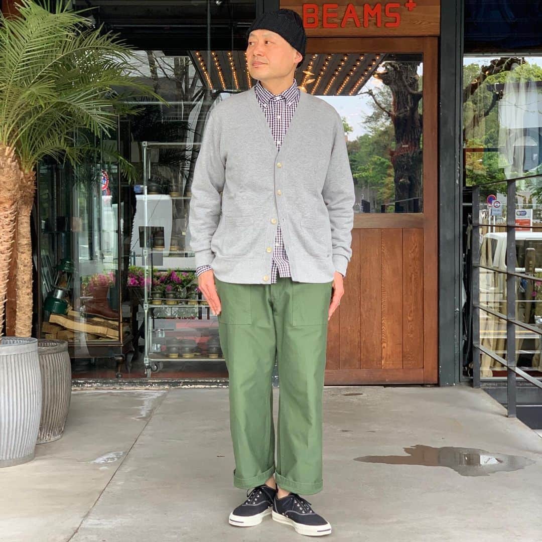 のインスタグラム：「BEAMS PLUS STYLE  #beams #beamsplus #beamsplusharajuku #harajuku #tokyo #japan #loopwheeler #militarypants #converse #mensfashion #menstyle #menswear」
