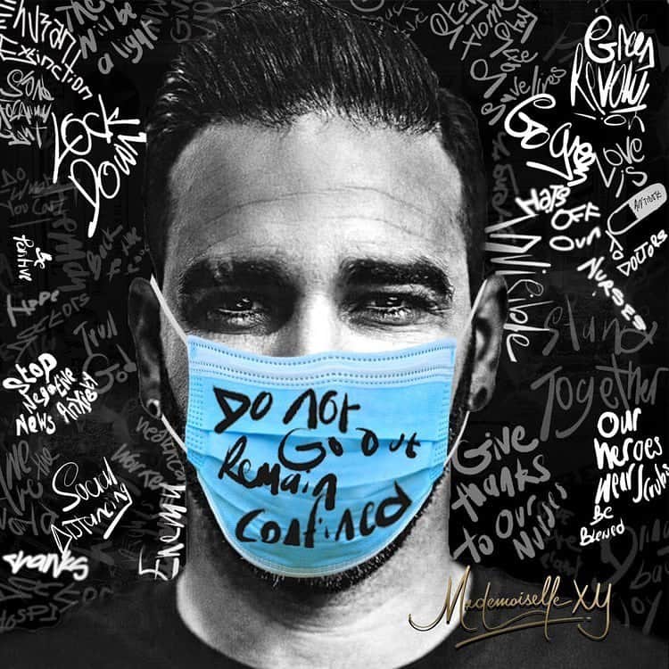 アディル・ラミのインスタグラム：「@pernautjp 👏👏 #coronavirus  #covid19 #stayhomestaysafe #helptheheroes #strongertogether #healthiswealth #contemporaryart  artist : @mademoiselle_xy_ 👍👍👍👍👍👍 picture: @emmanuelbournot 😜」
