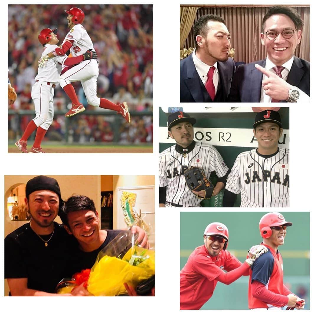 地方民のカープ女子のインスタグラム：「・ 今日はタナキクコンビです😉❣️ ・ こうやって見るとチームメイトというより 夫婦みたい🥺👏 ・ #田中広輔#菊池涼介 #広島東洋カープ#広島カープ#カープ#carp」