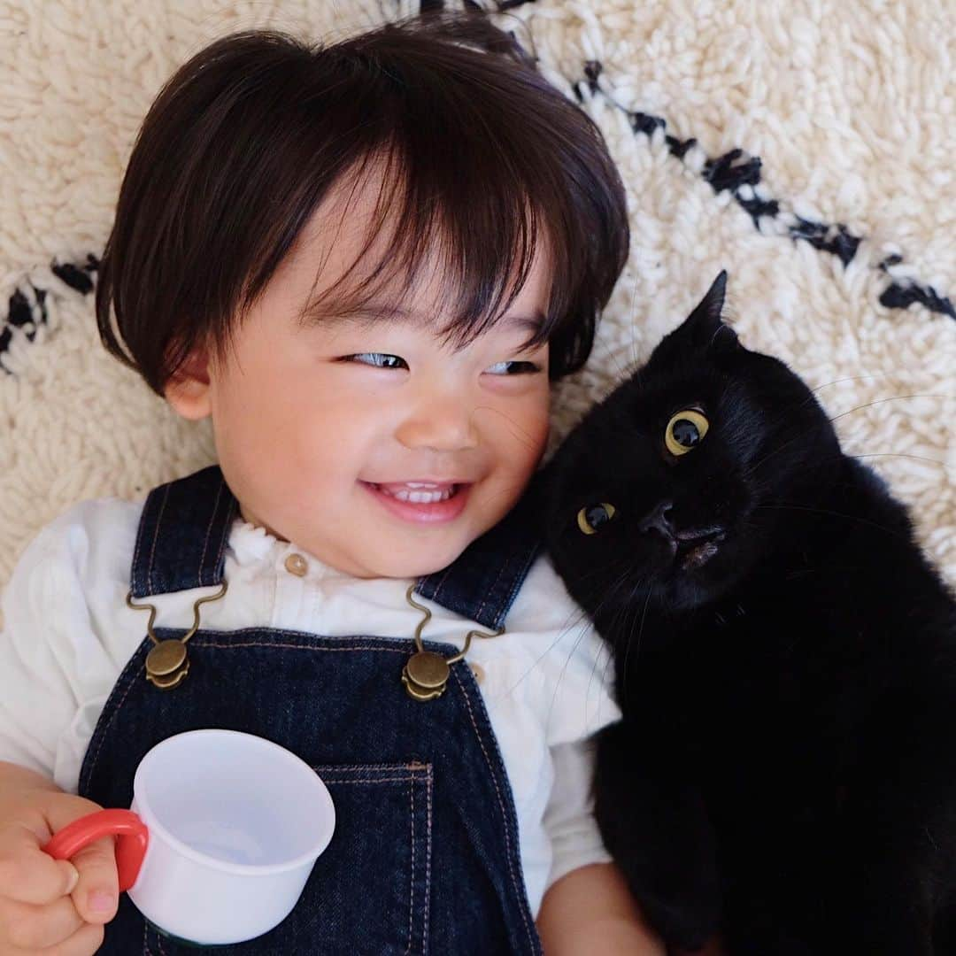 ギネス & ピムスさんのインスタグラム写真 - (ギネス & ピムスInstagram)「27/04/2020 Happy Monday! ・ Guinness and Nagi. Have a good week everyone! #stayhome ・ ・ ギネス王子とオーバーオール凪ねこ。 車と電車と猫の他に 最近おままごとにもハマり、 おもちゃの野菜やらおかずたちは 必ずカットした後、 本当にもぐもぐしている😂 そして、ティーカップ常に持参。笑 ピム丸バージョンもあるので、 また今度postします👦🏻 それでは 今週もよろしくお願いします♬ ・ ・ #おうち時間  #ギネスくん　 #ギネピムと凪くん  #1yearold #1歳 #1歳4ヶ月 #16monthsold  #babyboy #男の子ベビー #赤ちゃんのいる生活 #赤ちゃんのいる暮らし #赤ちゃんと猫 #猫と赤ちゃん」4月27日 22時19分 - rina_takei