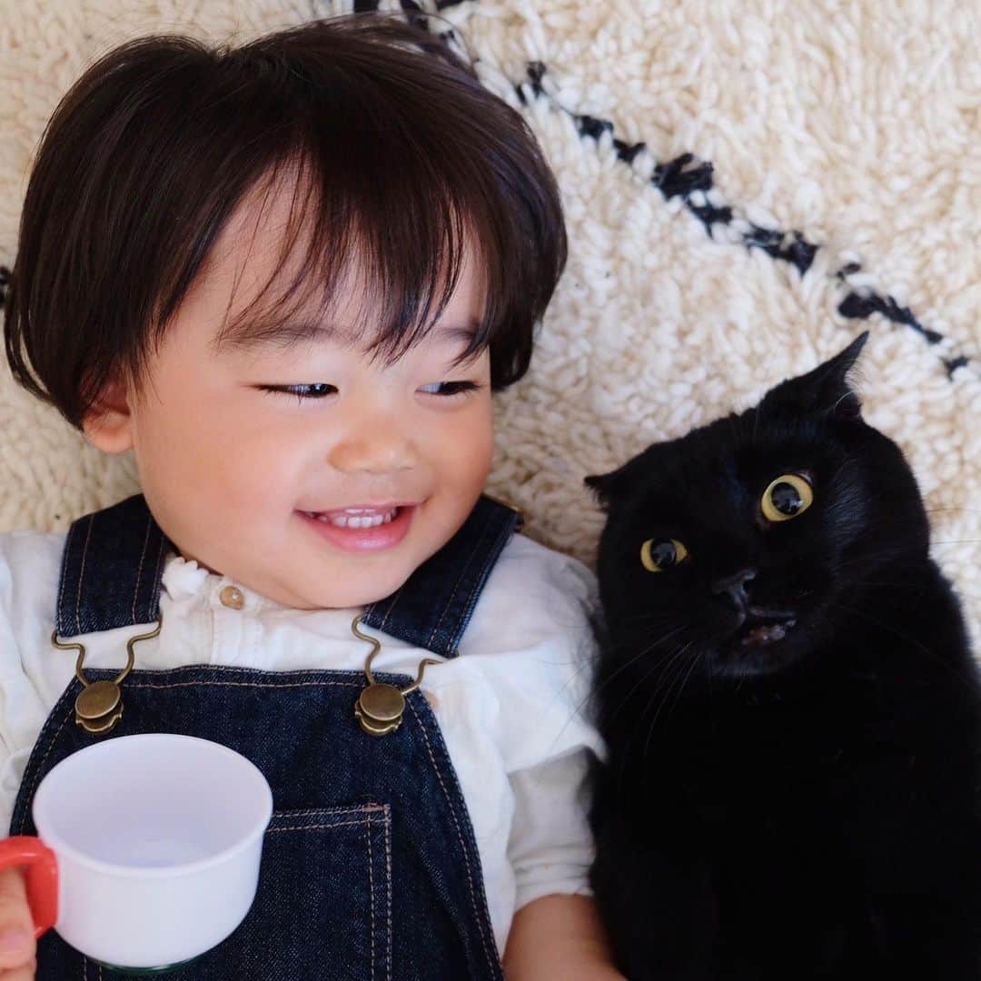 ギネス & ピムスさんのインスタグラム写真 - (ギネス & ピムスInstagram)「27/04/2020 Happy Monday! ・ Guinness and Nagi. Have a good week everyone! #stayhome ・ ・ ギネス王子とオーバーオール凪ねこ。 車と電車と猫の他に 最近おままごとにもハマり、 おもちゃの野菜やらおかずたちは 必ずカットした後、 本当にもぐもぐしている😂 そして、ティーカップ常に持参。笑 ピム丸バージョンもあるので、 また今度postします👦🏻 それでは 今週もよろしくお願いします♬ ・ ・ #おうち時間  #ギネスくん　 #ギネピムと凪くん  #1yearold #1歳 #1歳4ヶ月 #16monthsold  #babyboy #男の子ベビー #赤ちゃんのいる生活 #赤ちゃんのいる暮らし #赤ちゃんと猫 #猫と赤ちゃん」4月27日 22時19分 - rina_takei