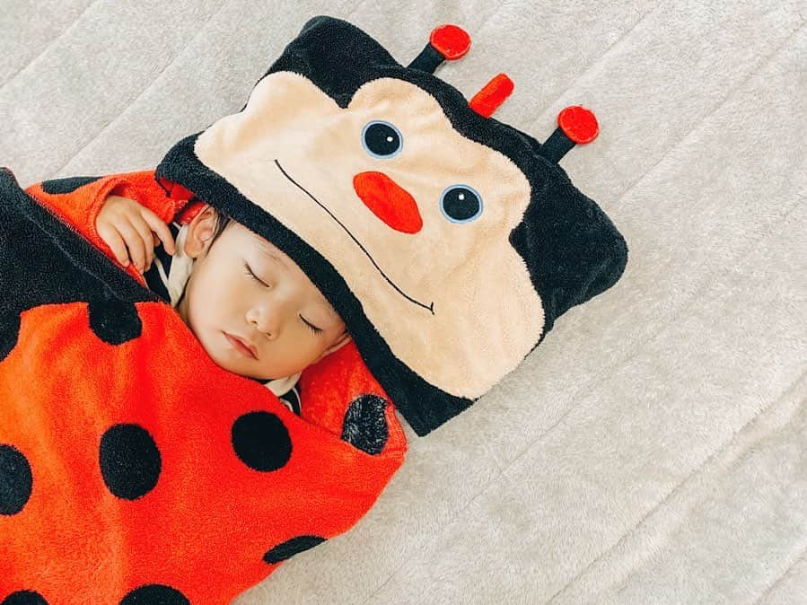 のインスタグラム：「寝顔 そっくり🌛💤 肌寒い日は、毛布で くるんであげると、ぐっすり お昼寝してくれる🥰🌱🐞 * 👦🏻👦🏻は、相変わらず くっついて😴😴🌛 * #お昼寝#寝顔#2歳0ヶ月#双子#成長記録#ほっこり」