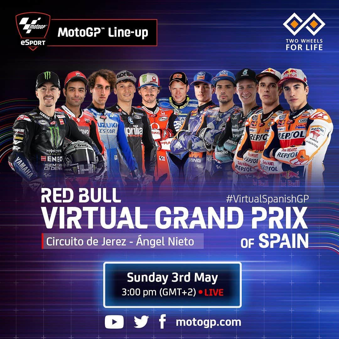 MotoGPさんのインスタグラム写真 - (MotoGPInstagram)「#VirtualSpanishGP 🎮 line-ups: #MotoGP ➡️ #Moto2 ➡️ #Moto3 🏁  @two_wheels_for_life 💪 #StayAtHome 🏡」4月27日 23時46分 - motogp