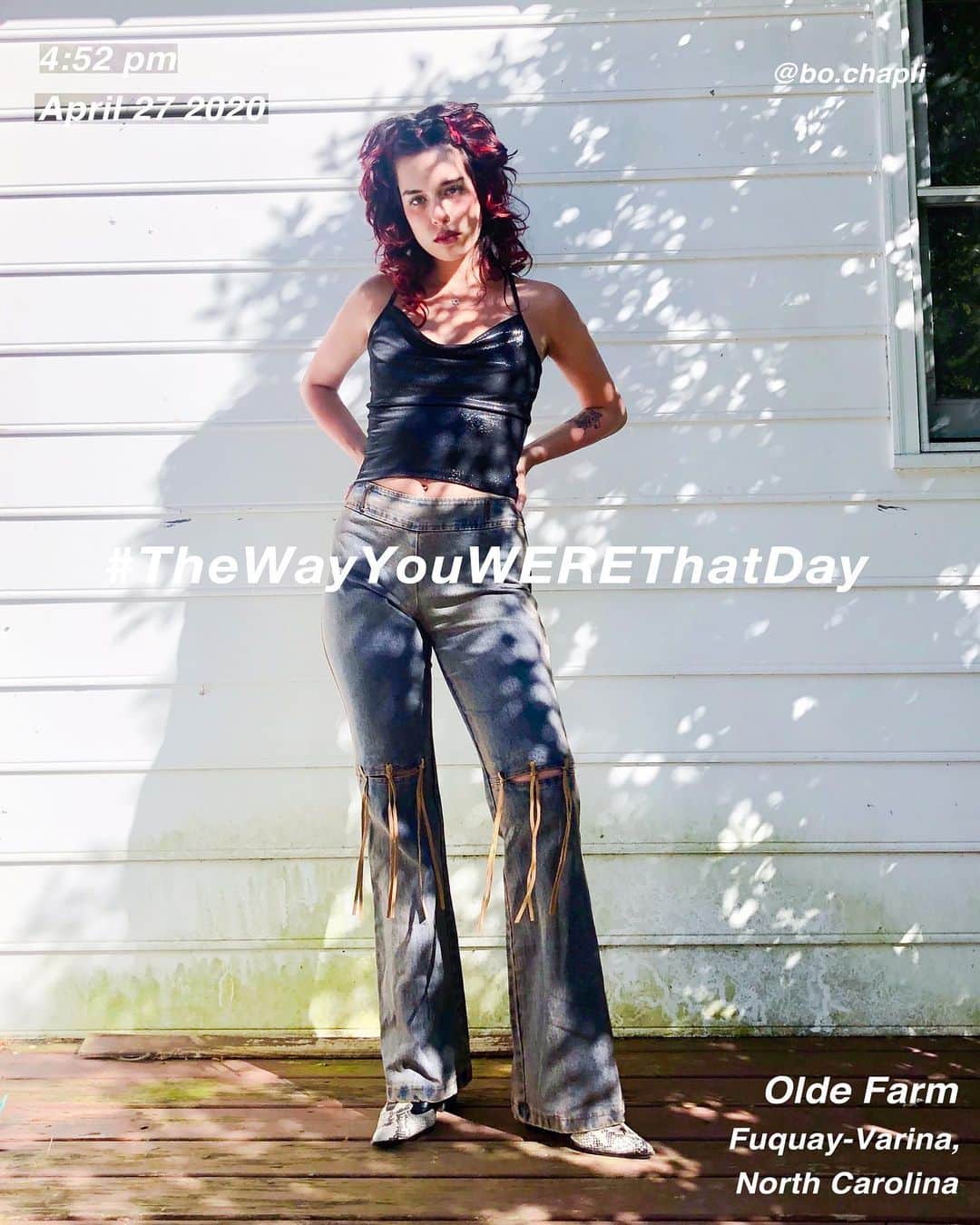 筒井心一のインスタグラム：「@bo.chapli quarantined in #OldeFarm at 4:52 pm, April 27 2020, #NorthCarolina ﻿ #OutfitOfTheDay = #TheWayYouWEREThatDay #QuarantineEdition  #TWYWTD #ShinichiTsutsui」