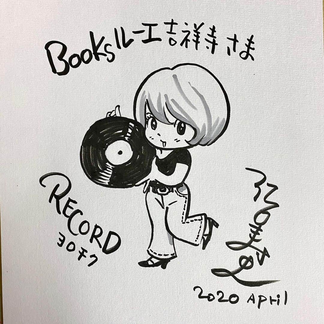 江口寿史のインスタグラム：「『RECORD』本日発売。全国のリアル書店は営業してるとこもあり休業してるとこもあり。こんな状況の中、この画集を注文してくれた書店さん用にサイン会が出来ない代わりに感謝と激励のサイン色紙描いてます。お近くの書店があれば見に行ってやってください。」