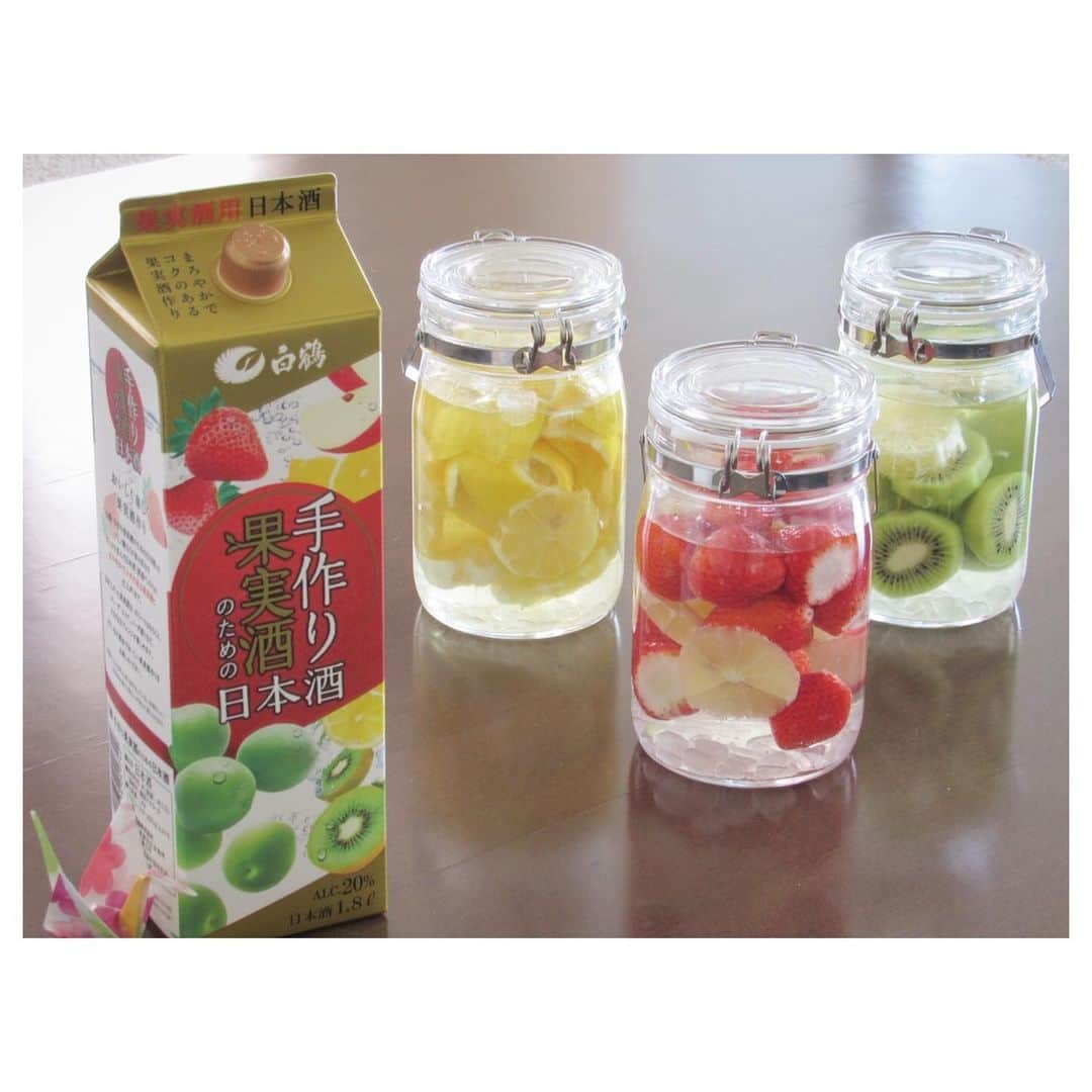 白鶴酒造株式会社のインスタグラム：「【手作り果実酒用「日本酒」】 今年のゴールデンウイークは、手作り果実酒に挑戦してみませんか？ 作り方はとても簡単。 お好みのくだものと砂糖などの糖類、そして「白鶴 手作り果実酒のための日本酒」 を一緒に漬け込むだけ。とてもまろやかでコクのある果実酒に仕上がります。飲み頃 になるまで待ち遠しいですね♪ ★おすすめレシピはこちらから http://www.hakutsuru.co.jp/product/nihonshu/handmade.shtml  #日本酒 #白鶴 #hakutsuru #japan #神戸 #kobe #酒 #sake #japanesesake #japaneseculture #灘五郷 #GI灘五郷 #lovehyogo #lovekobe #insta_higashinada # ゴールデンウィーク #果実酒 #手作り #手作り果実酒 #ステイホーム #おうち時間 #おうちカフェ #おうちバー」