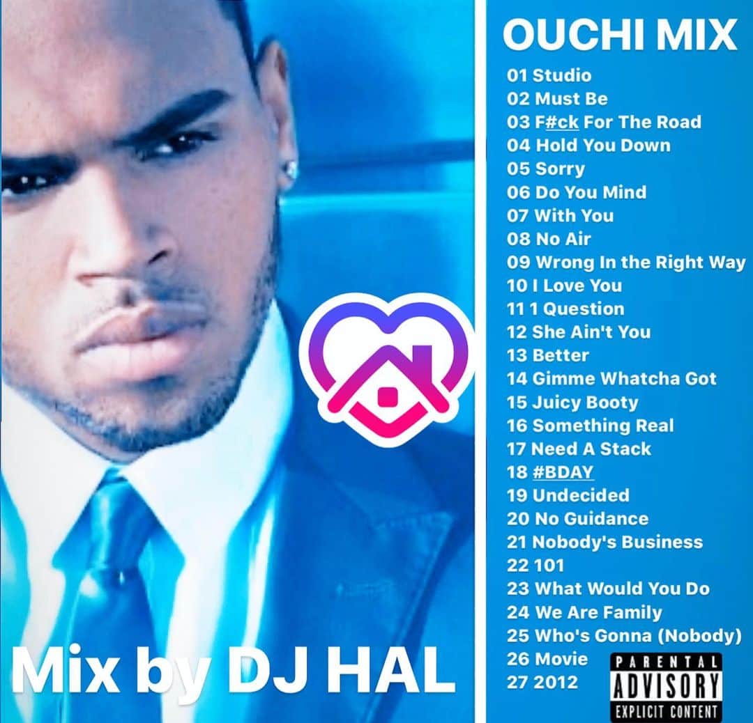 DJ HALのインスタグラム：「OUCHI MIX / Chris Brown My  Favorite ....👌🏾 家で聴ける感じです🎵 よかったら聴いて下さい！ 魂込めました😌 #Chrisbrown #dj #mix #homemix #ouchimix」