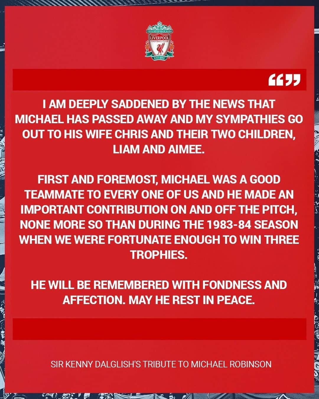 リヴァプールFCさんのインスタグラム写真 - (リヴァプールFCInstagram)「Sir Kenny Dalglish has paid his respects to former #LFC forward Michael Robinson ❤️」4月28日 21時01分 - liverpoolfc
