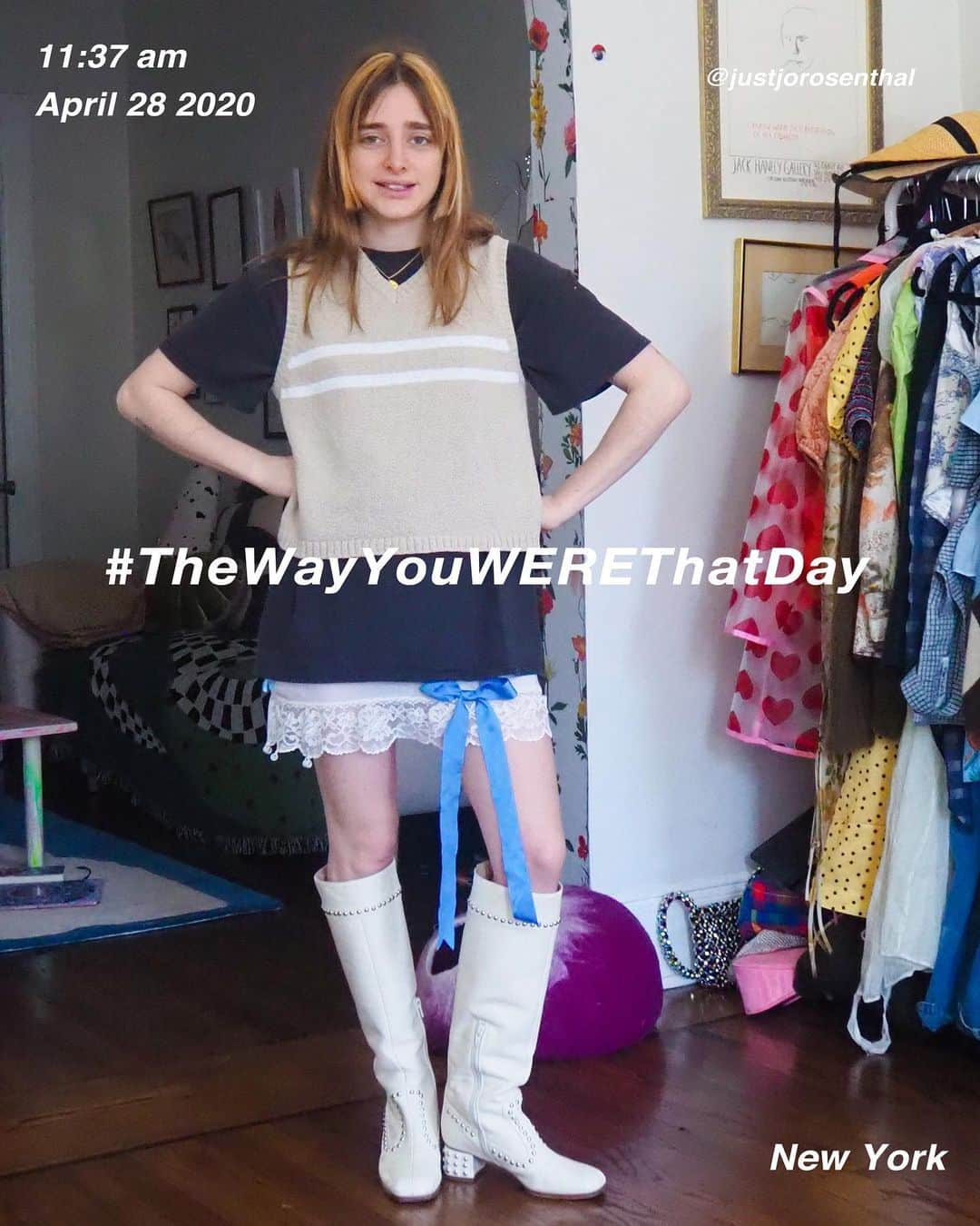 筒井心一のインスタグラム：「@justjorosenthal quarantined in #NewYork at 11:38 am, April 28 2020  #OutfitOfTheDay = #TheWayYouWEREThatDay #QuarantineEdition  #TWYWTD #ShinichiTsutsui」