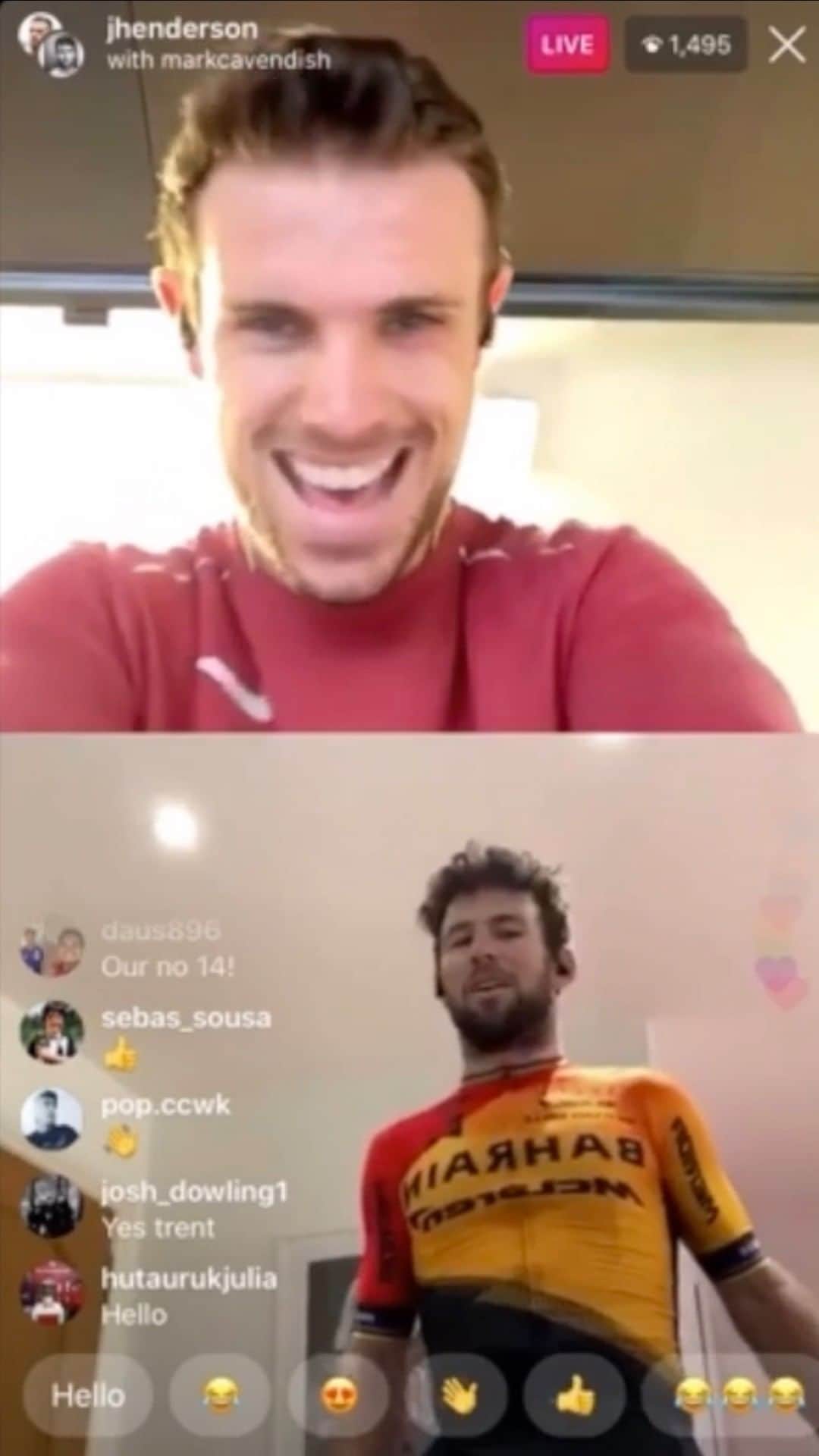 マーク・カヴェンディッシュのインスタグラム：「Getting shown how to win again by the man that's made it look easy the last couple of years. Wicked little @gozwift ride today with @liverpoolfc Captain & genuine all round legend @jhenderson. If anyone spots a guy in full red lycra round Anfield when the season's up & running again, you know who it is! 😂👊」
