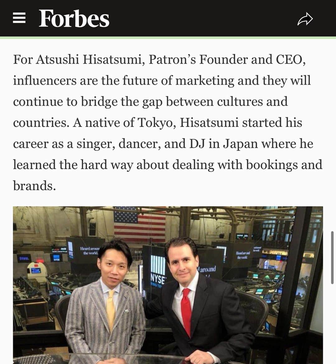 久積篤史のインスタグラム：「#cryptocurrency #Forbes #NYSE #Defi #NFT #Socialtoken」