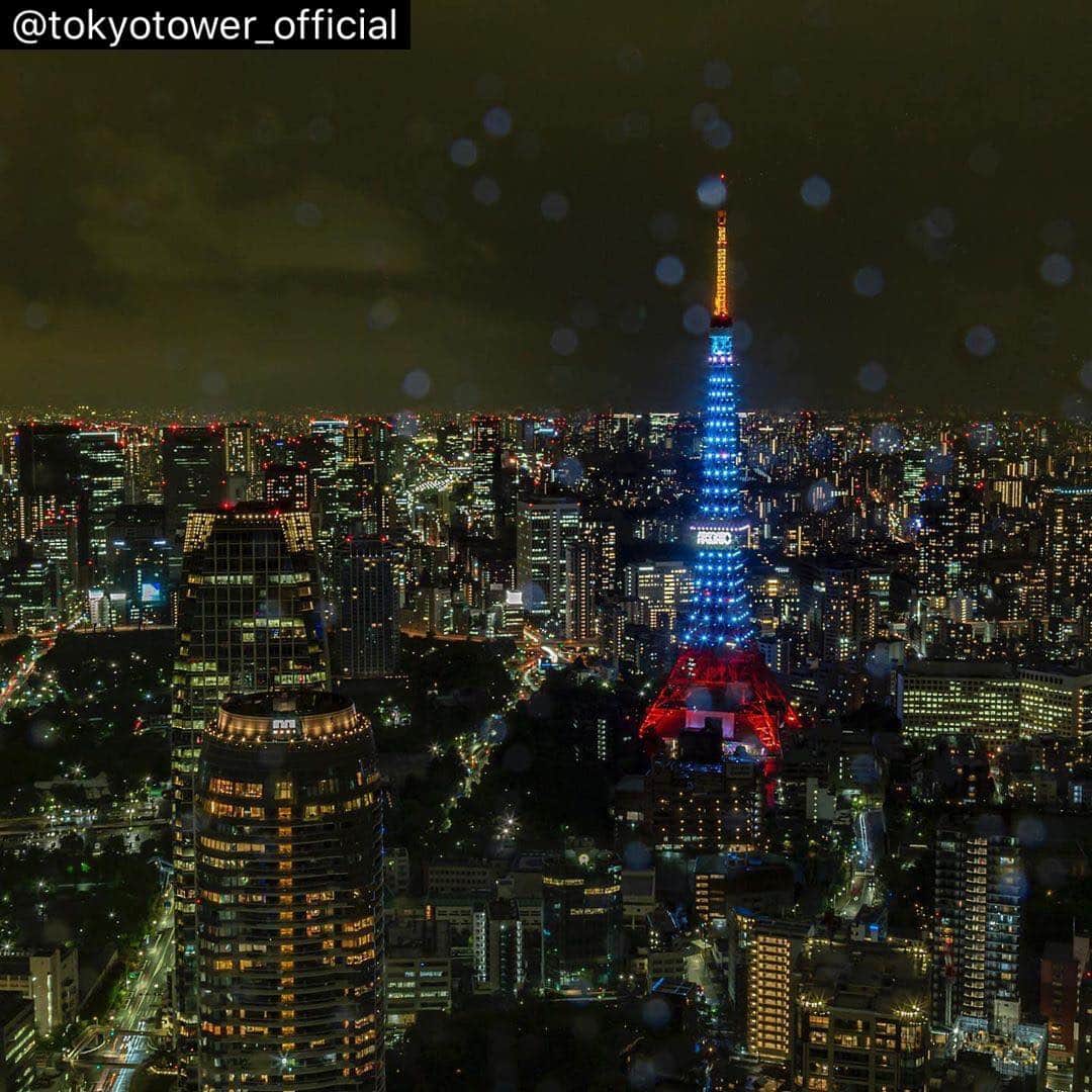 東京タワーの麓の結婚式さんのインスタグラム写真 - (東京タワーの麓の結婚式Instagram)「🗼 repost by @tokyotower_official 日本を代表する建築 そして復興のシンボル この希望の塔の前で 結婚式場を運営できること 心から誇りに思います . 医療従事者の皆さん、そして最前線で働いている全ての皆さんに対し感謝と敬意の気持ちを込め、本日4/27から5/2まで、ブルーライトアップ＆「ARIGATO」の文字表示を行っています。  東京タワー以外にも「全日本タワー協議会」加盟タワーより、ライトアップに賛同しているところがありますので、ぜひSNSなどをとおしてチェックしてみてください。  #タワーからARIGATO #StayHome #家からエール」4月29日 18時51分 - theplaceoftokyo