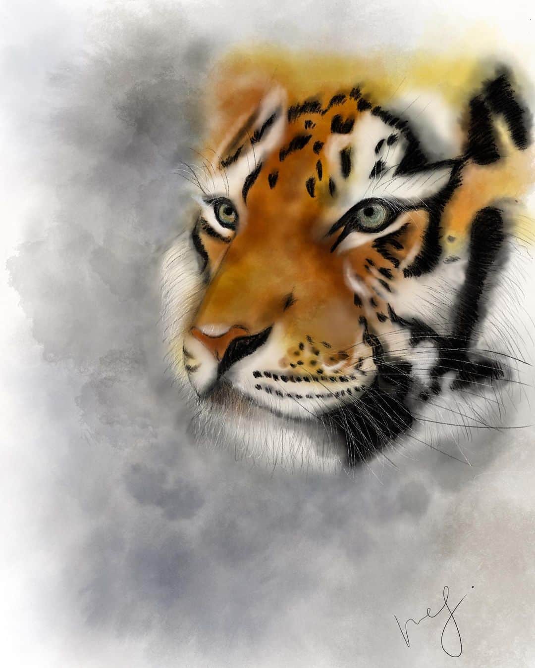 栗原恵さんのインスタグラム写真 - (栗原恵Instagram)「🌰 真っ直ぐブレない瞳🐅 ・ ・ #megart🌰 #art #虎  #tiger」4月29日 19時13分 - megumi_kurihara_official