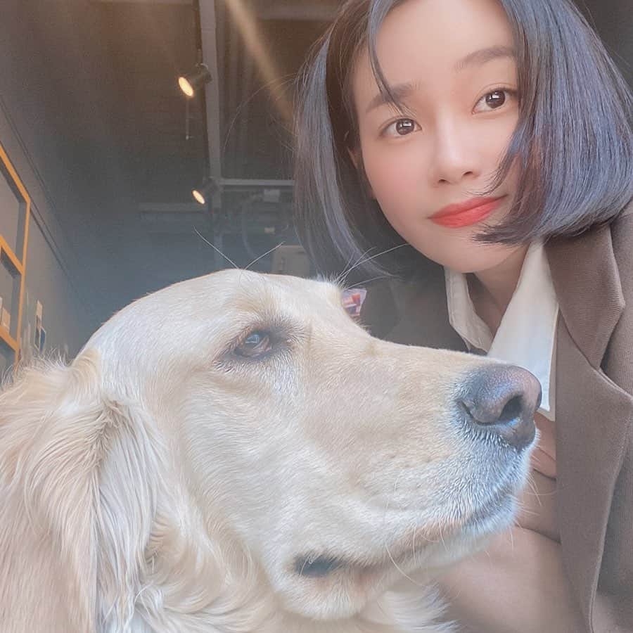ユナのインスタグラム：「_날씨 좋은날,  지나가다 만난 댕댕이 🐶」