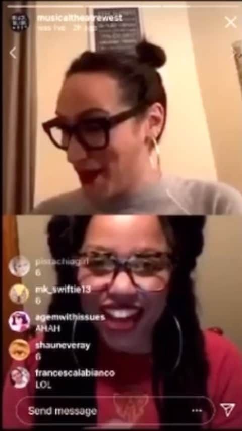 カミラ・マーシャルのインスタグラム：「If you haven’t tuned into @musicaltheatrewest LIVES on THURSDAY NIGHTS with @edenespinosa and I....YOU ARE MISSING THIS!!!! (Which is nothing but shenanigans but FUN shenanigans). SEE you TOMORROW NIGHT at 7PM(WESTSIDE)/10PM(EASTSIDE) • (Thank you @bronsynleesacker for capturing this ridiculousness) • • • • #musicaltheatrewest #gamenight #musicaltheatretrivia #edenespinosa #broadwaytrivia #ilovegames」