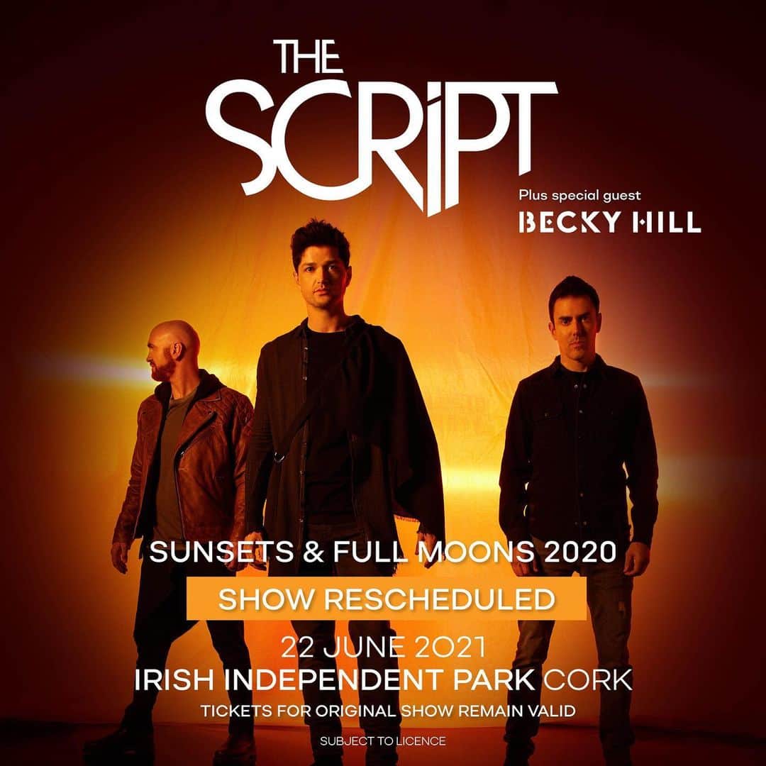 The Scriptさんのインスタグラム写真 - (The ScriptInstagram)「#TheScriptFamily, we can now update you on the Irish Independent Park show in Cork! It has been rescheduled for 22nd June 2021! Original tickets are still valid... See you there! Danny, Mark & Glen X」4月29日 20時47分 - thescriptofficial