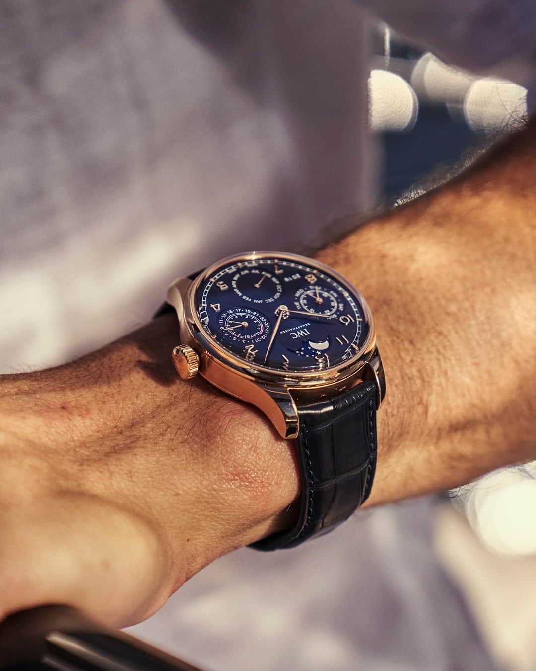 IWCさんのインスタグラム写真 - (IWCInstagram)「Rare and radiant-blue, this is the #IWCPortugieser Perpetual Calendar Boutique Edition (Ref. IW503312), an IWC Manufacture movement Cal. 52 with 7 days power reserve. #IWCJourney #NauticalPrecision #WatchesandWonders」4月29日 22時00分 - iwcwatches