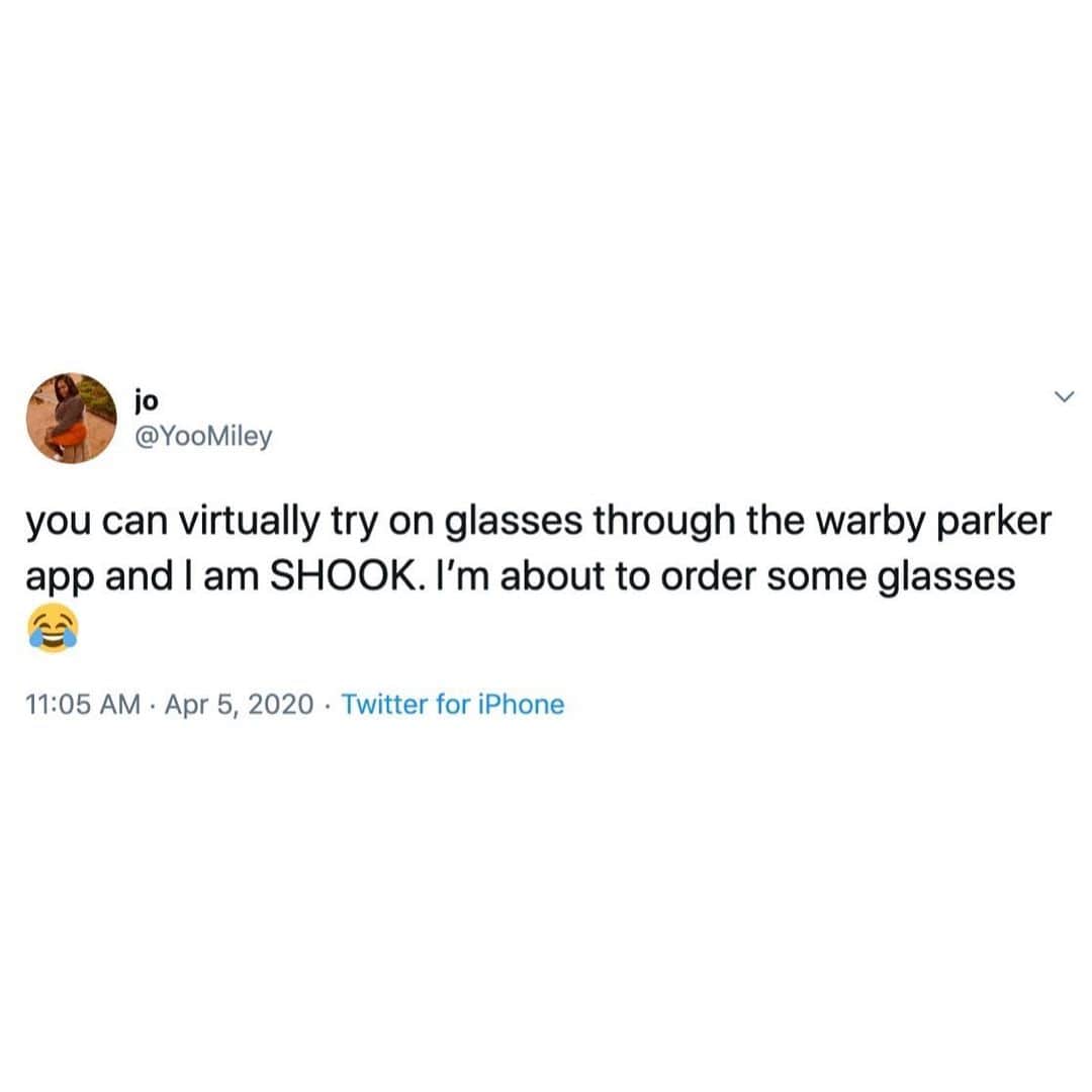 Warby Parkerさんのインスタグラム写真 - (Warby ParkerInstagram)「Try on glasses with just your iPhone! 📲🙂 Using our Virtual Try-On tool, swipe to instantly see yourself in a pair of our eyeglasses and sunglasses—download our app on an iPhone X (or any newer model) to get started!」4月30日 1時01分 - warbyparker