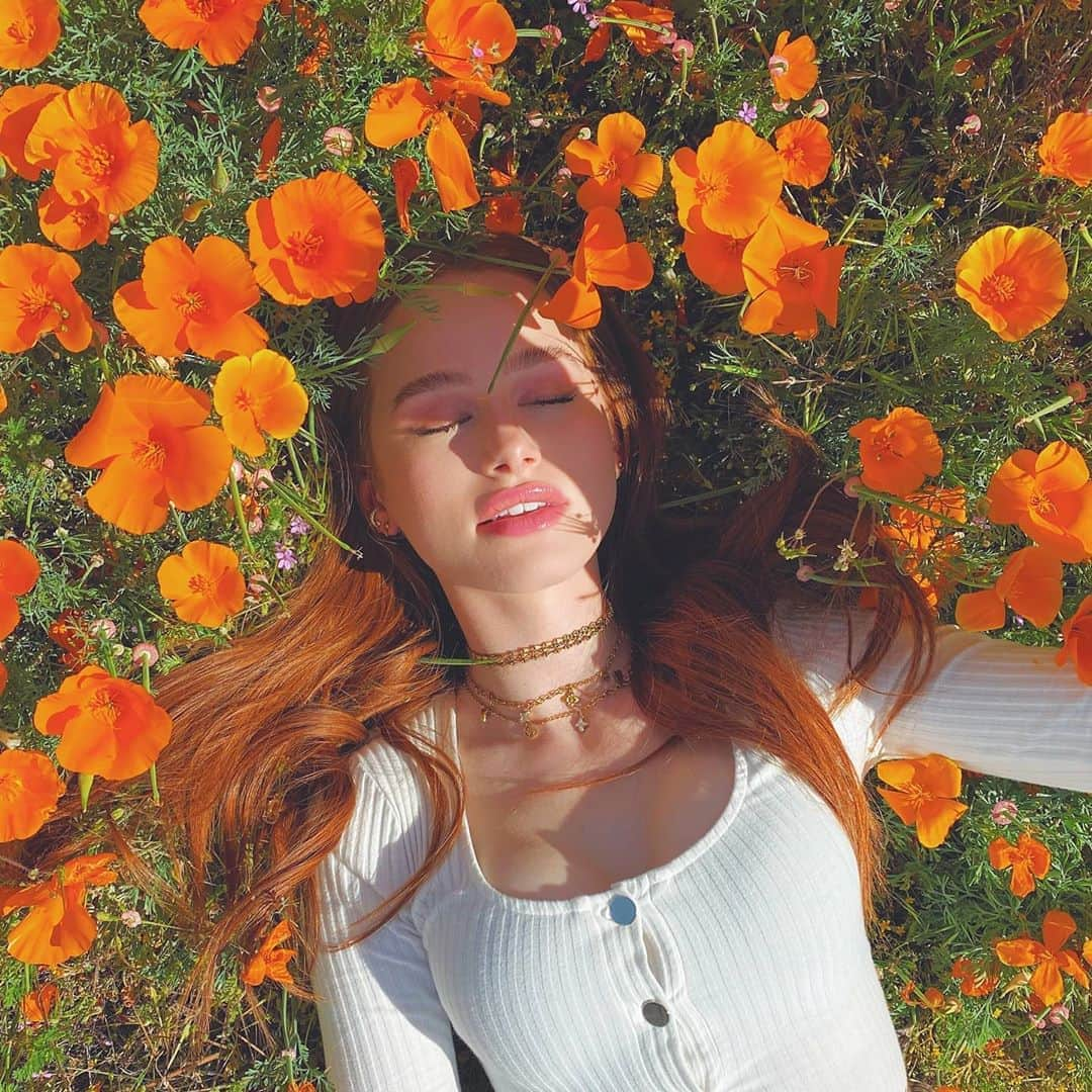 マデライン・ペッチさんのインスタグラム写真 - (マデライン・ペッチInstagram)「no poppies were harmed in the making of this photo 🍊 🌺」4月30日 3時33分 - madelame