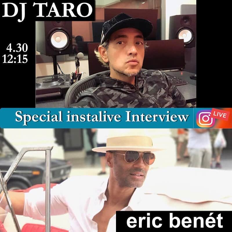 DJ TAROさんのインスタグラム写真 - (DJ TAROInstagram)「この後12:15から Eric Benét インタビューを僕のインスタグラムの Insta Liveで行います！ ブルーノート主催するオンラインでジャズを楽しむ『JAZZ AUDITORIA ONLINE』の一環として登場してくれます。歌はないけどいろんな話を僕とEricの自宅からお届けです https://www.instagram.com/djtaro/この後12:15から Eric Benét のインタビューを僕のインスタグラムの Insta Liveで行います！ ブルーノート主催するオンラインでジャズを楽しむ『JAZZ AUDITORIA ONLINE』の一環として登場してくれます。歌はないけどいろんな話を僕とEricの自宅からお届けです！ 本人ご登場は12:30ぐらいですかね」4月30日 10時38分 - djtaro