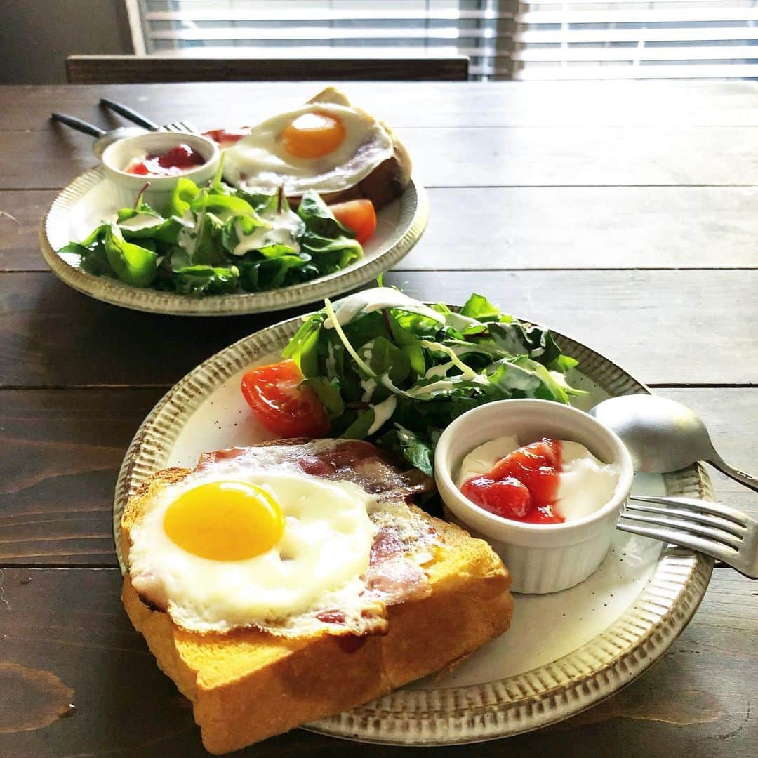 仲谷亜希子のインスタグラム：「今日の朝ご飯🍳 背負っていた娘が寝息を立て出したので、 そのまま朝ご飯を食べることに🍴 迷ったけど時間がズレても良くないので、 娘を起こして朝ご飯を食べさせた。 朝ご飯前に寝ちゃった場合、 そのまま寝かせるべきなのかな・・？#今日の朝ごはん #今日の朝食 #おうちごはん #ふたり #夫婦ごはん #朝ごはんプレート #手作りごはん #あさごはん #おうちごはんLover #クッキンググラム #家庭料理 #料理写真 #朝食 #丁寧な暮らし #豊かな食卓 #foodstyling #手料理 #暮らしを楽しむ #iegohan #cooking #cookingram #breakfast #todaysbreakfast #breakfastwithmyhubby」