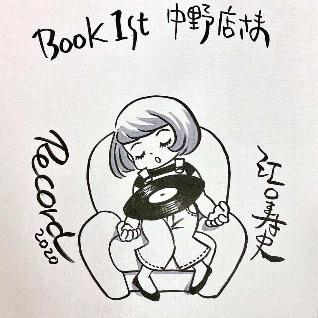 江口寿史さんのインスタグラム写真 - (江口寿史Instagram)「To commemorate the publication of 『RECORD』, I drew a shikishi at bookstores nationwide.」4月30日 16時01分 - eguchiworks