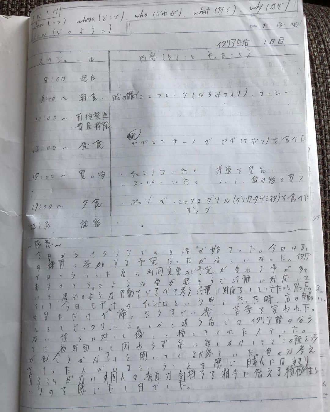 川口太一さんのインスタグラム写真 - (川口太一Instagram)「掃除してたら見つけた日記。 19歳のイタリア・モデナ留学時の日記です。 初日から練習がなくなる、町で悪口を言われたと書いてある。笑 イタリア、フィンランド、ドイツと短期間ではありますが、そこで得た出会いや経験はかけがえの無いものです。僕にとっては。皆さんに感謝。有難うございます。 @modenavolley  #感謝 #イタリア #イタリア短期留学 #モデナ #海外留学 #日記 #19歳の頃の自分と25歳の今の自分 #成長してるかな #これからも自分なりに頑張ろ #思い出のユニホーム #世界で活躍するプレーヤーのサイン入り #確かこのユニホームは祐希がいたから日本風のデザイン #自宅でもステイハッピー #tbt」4月30日 16時10分 - k.taichi20