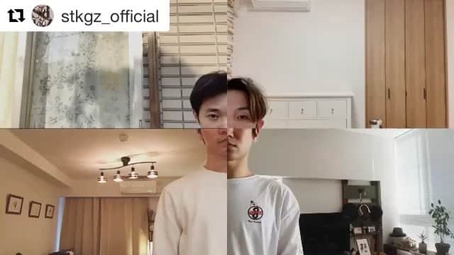 Kazuki Hamamotoのインスタグラム：「合体！！👨‍👨‍👦‍👦 #Repost @stkgz_official with @get_repost ・・・ THIS IS HOW WE ZOOM! vol.2﻿ ﻿ 離れていても心は一つ！！﻿ と思っていたら身体も一つになっちゃった！？﻿ ﻿ #stayhome #おうち時間﻿ #stkgz #シッキン﻿ #ThisIsHowWeZOOMvol2﻿ #離れていても心は一つと思っていたら身体も一つになっちゃった！？﻿ ﻿ @shoji_stkgz ﻿ @kazukistkgz ﻿ @oguristkgz ﻿ @noppo_stkgz ﻿ @stkgz_official」