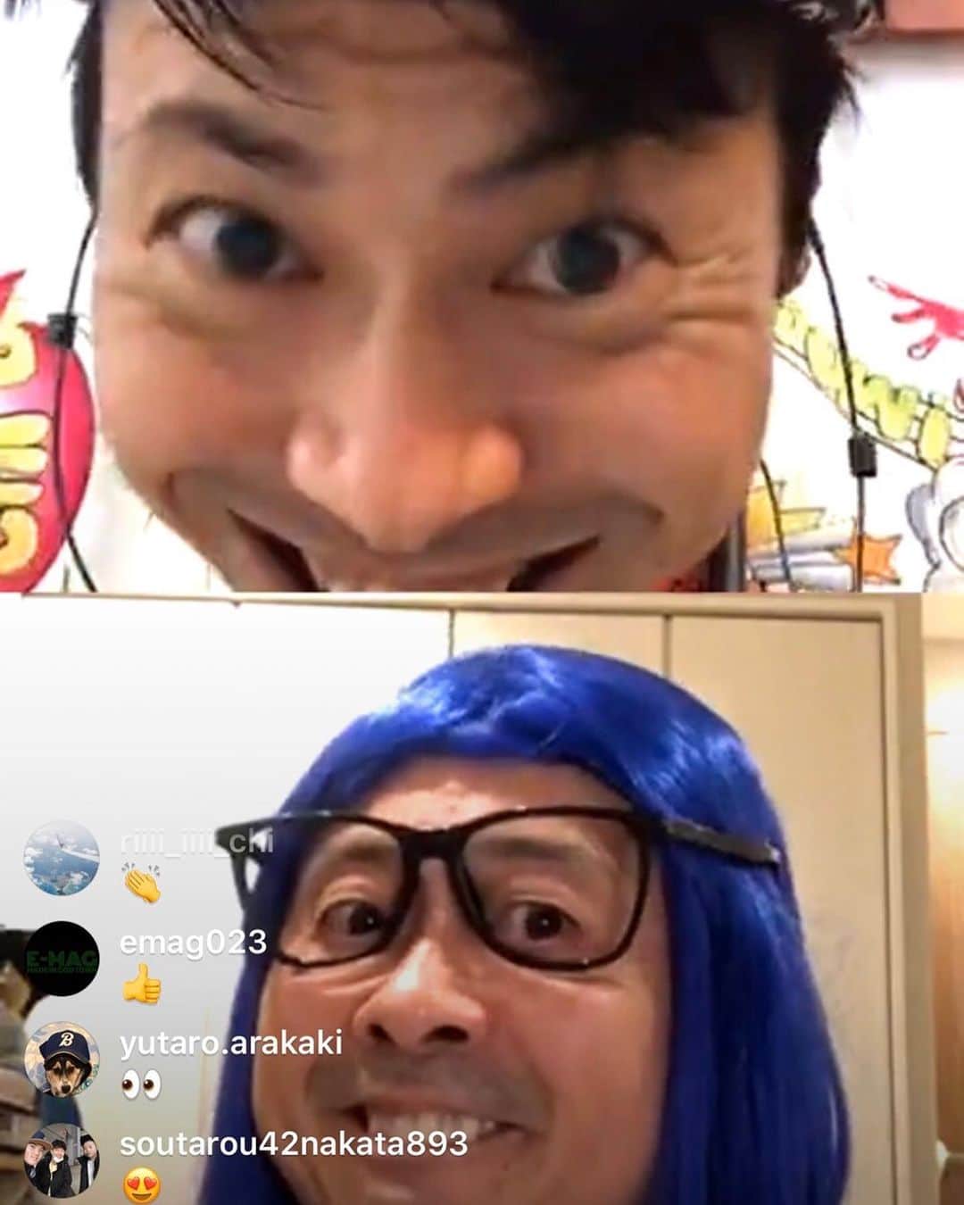 アキラ・コンチネンタル・フィーバーのインスタグラム：「Thank you for yesterday😂  #instalive  #インスタライブ #次長課長河本  さん　#アキラコンチネンタルフィーバー  #stayhome」