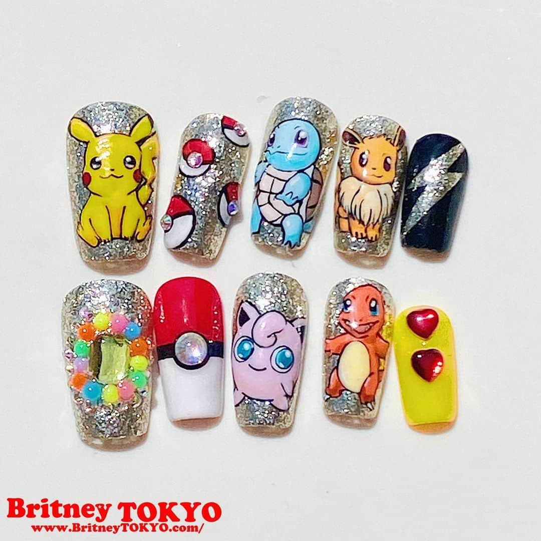 Britney TOKYOさんのインスタグラム写真 - (Britney TOKYOInstagram)「Order made nail tips💅🏻✨💕 email me for yours💌xoxo@britneytokyo.com  Used: @concelect x #BritneyTOKYO nail brush🖌 You can get from 🇺🇸 @naillabousa 🇯🇵 @nailshoptat @naillabojp @rednails_webchannel  #pokemon #nailart #handpainted #nails」5月1日 3時32分 - britneytokyo