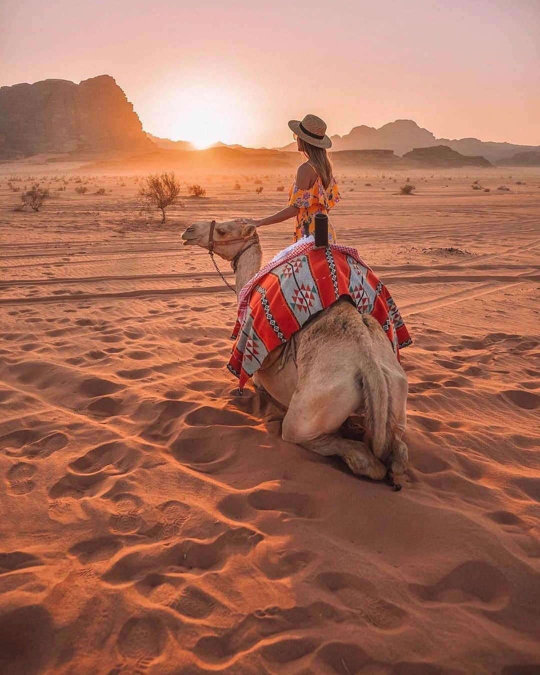 Izkizのインスタグラム：「#Tbt to me enjoying the sunset with my humpbacked friend in the Wadi Rum desert, Jordan 🐪」