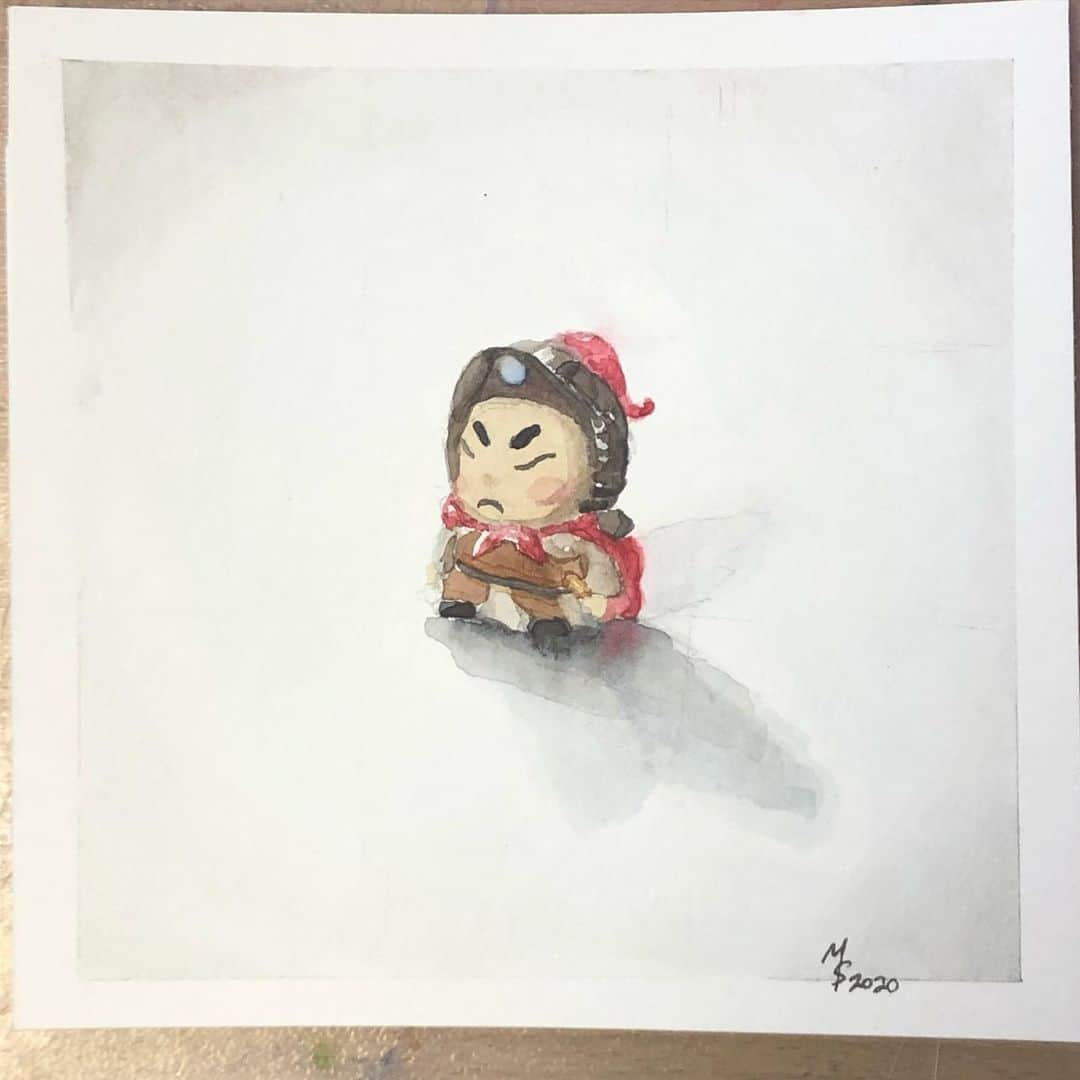 マックス・セットレージさんのインスタグラム写真 - (マックス・セットレージInstagram)「My watercolor exercise for today! I painted a little warrior that @ashlyngaughan gave me a few years ago!」5月1日 7時20分 - max_settlage