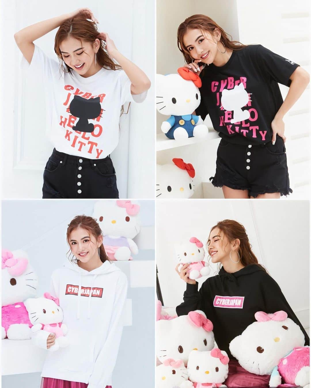 カレンさんのインスタグラム写真 - (カレンInstagram)「ついに❣️ついに今日から❣️ Hello Kitty ✖️ TeamＫコラボ👚😻🎀 全国のドン・キホーテ (一部取扱い店舗) とSHIFFONのオンラインストアにて 発売スタートしましたぁぁぁぁ😍🌈 ・ 私は "CYBERJAPAN" のロゴをメインに デザインはユニセックスで 着やすいデザインにしました❣️ ・ ハローキテとのコラボだなんて 一生 思い出に残るだろぅなぁ…💭 とーっても嬉しいです🥰💞 ・ #おうち時間 に、ぜひ着てほしいな🧸🍼 詳しくはサイトを見てね💋 ストーリーにも貼ってあるよ👶🏻 ▼URL https://www.shiffon-online.jp/fs/shiffon/c/cyberjapan-hellowkitty @shiffononline ． #cyberjapan #teamk #Sanrio #hellokitty #ハローキティ」5月1日 18時32分 - cjd_karen