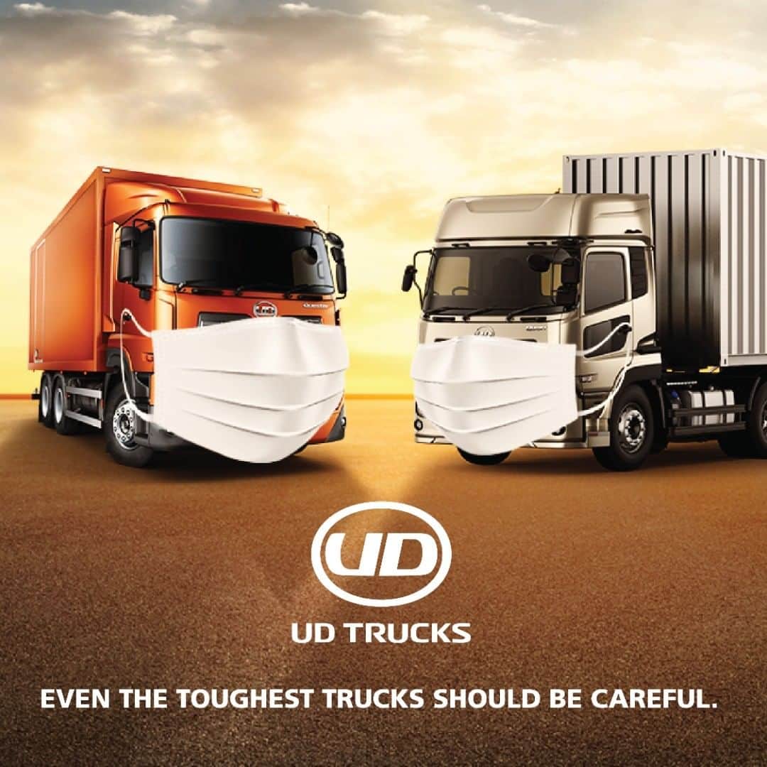 ＵＤトラックスさんのインスタグラム写真 - (ＵＤトラックスInstagram)「. どんなにタフなトラックでも、いまはマスクが必要かもしれません 。皆様、くれぐれもご自愛ください。 Even the toughest trucks should be careful. Stay safe out there!  #StaySafe #ご安全に #udtrucks #UD トラックス #quon #quester #クオン クエスター」5月1日 12時40分 - udtrucksjp