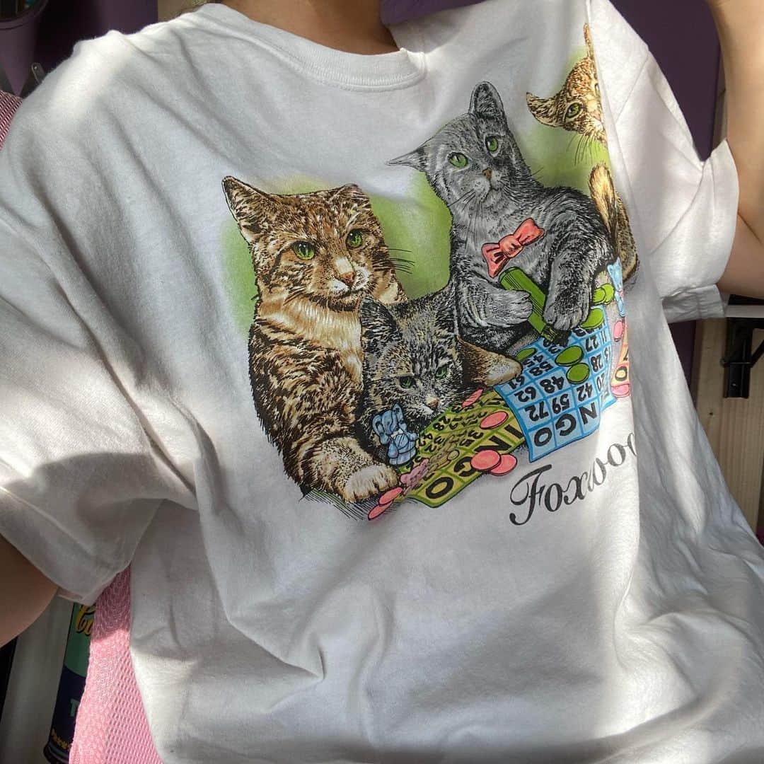 相羽瑠奈さんのインスタグラム写真 - (相羽瑠奈Instagram)「暑くてTシャツ着ちゃったよ お気に入りのビンゴ猫ちゃんずTee🐈🎀🧩💎」5月1日 16時51分 - rone.runa