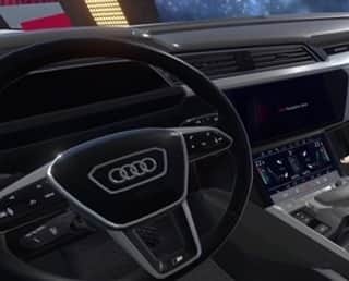 のインスタグラム：「Audi初の100%電気自動車Audi e-tron Sportback。  世界最大級のVRイベント「バーチャルマーケット4」に展示されたクルマは、 外観を見るだけでなく、コックピットに座ったり、インテリアに触れることも可能。  細部まで再現されたインテリア。バーチャルとリアル、見分けられますか? 「バーチャルマーケット4」の詳細は、プロフィールに記載のURLにてご確認ください。  #Audi #Audijapan #StayHome #おうち時間 #Vket #Vケット #Vケット4」