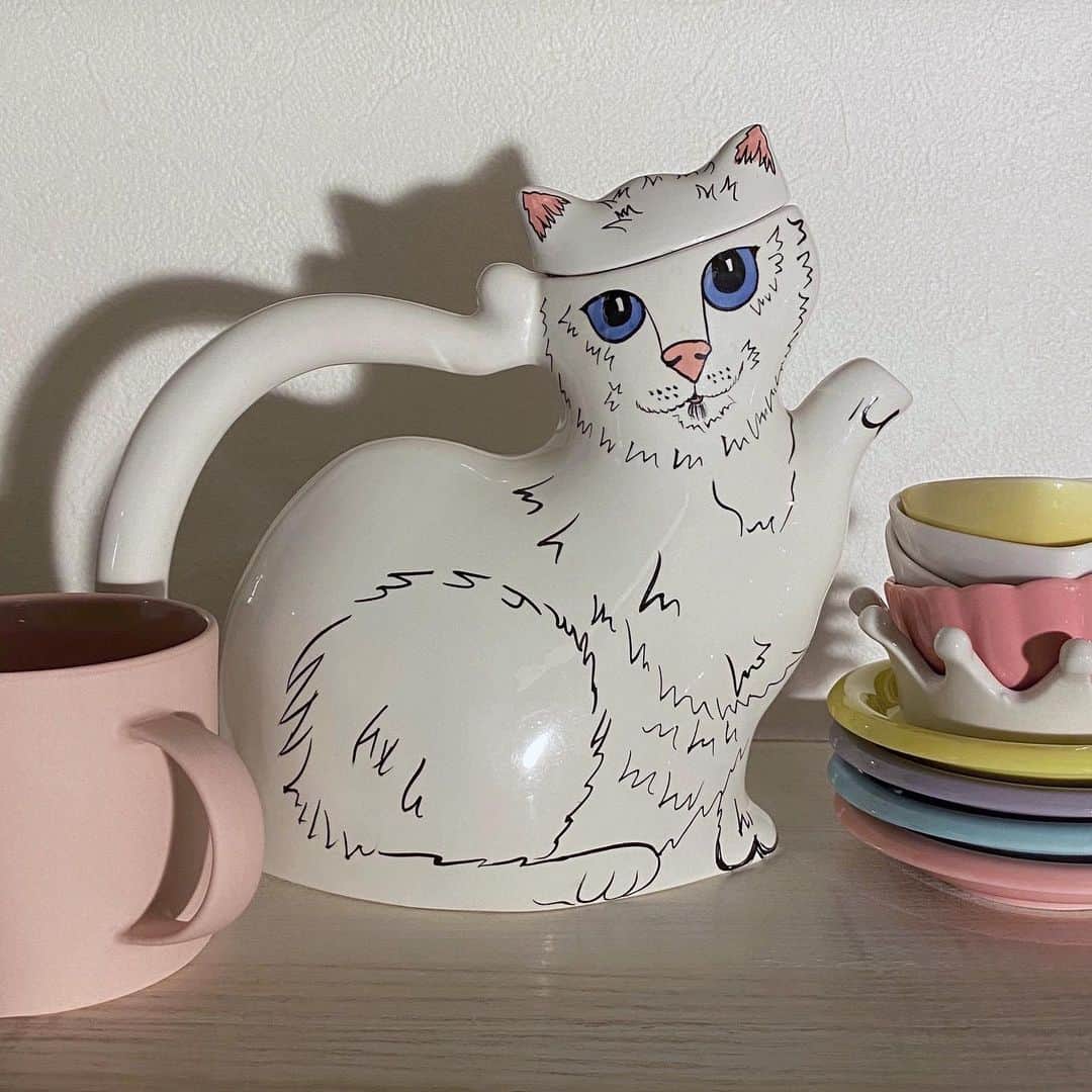 相羽瑠奈さんのインスタグラム写真 - (相羽瑠奈Instagram)「🐈 Cat tea pot ☕️♡♡ 手のところにお花刺してもかわよさそうだな〜😽 @sometimes_store だいすきなお店🏺」5月1日 21時21分 - rone.runa
