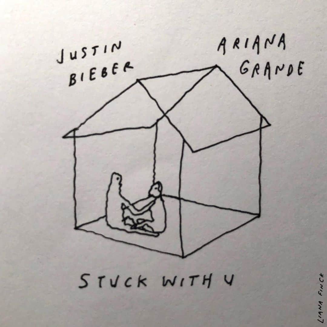 アリアナ・グランデさんのインスタグラム写真 - (アリアナ・グランデInstagram)「Stuck With U by me and @justinbieber. May 8. 🖤 grateful to announce that my friend and i have partnered with @1strcf and @sb_projects on this release. proceeds from the streams and sales of #stuckwithu will be donated to first responders children’s foundation to fund grants and scholarships for children of healthcare workers, emergency medical technicians (EMTs), paramedics, police officers and firefighters serving at the front lines during the global pandemic 🌫  pre-save now and check back later today for more. 🖤💻🎙 artwork by one of my favorite artists @lianafinck」5月2日 2時00分 - arianagrande