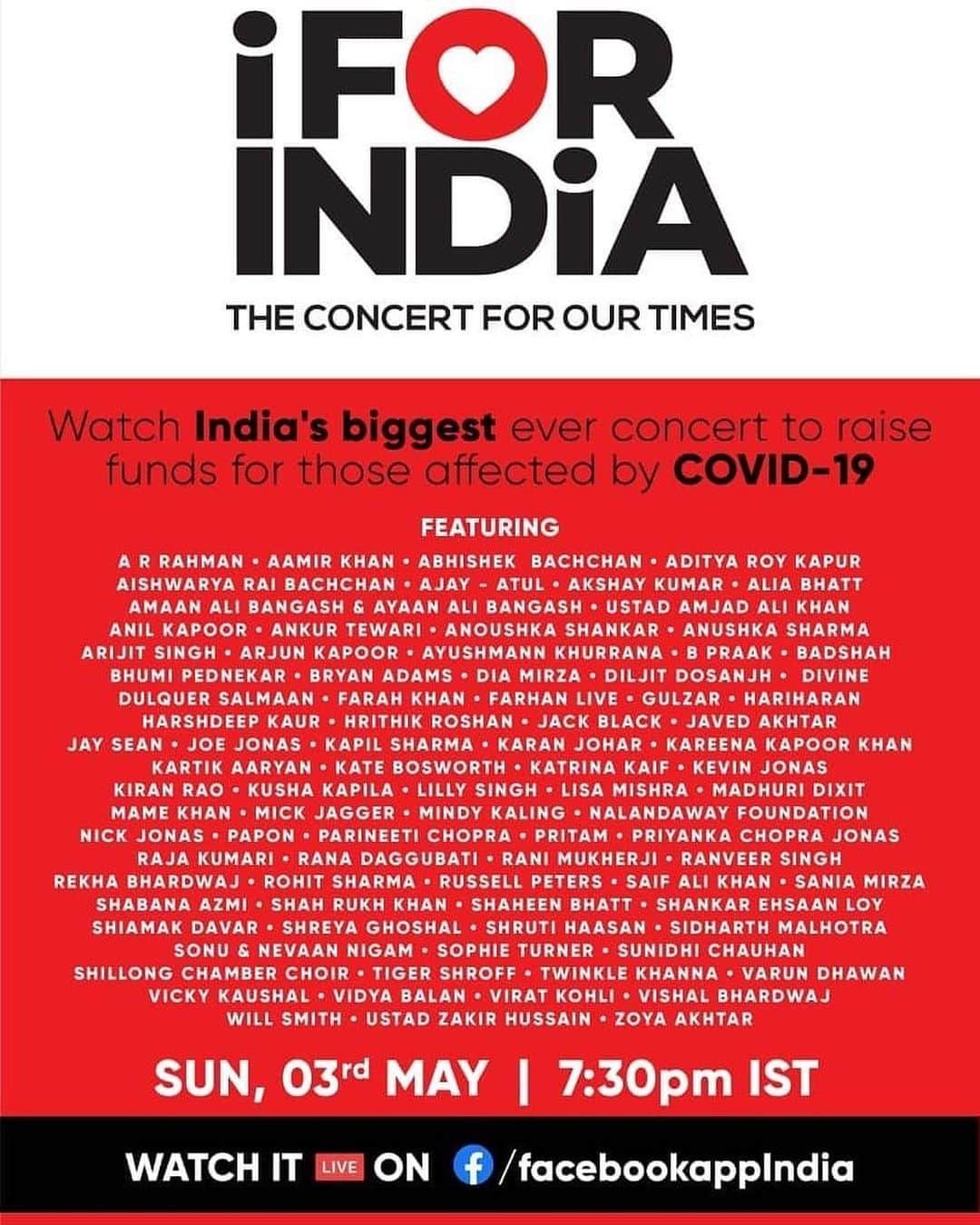 ミック・ジャガーさんのインスタグラム写真 - (ミック・ジャガーInstagram)「Watch the iFor India concert on Sunday 03 May 7:30pm IST on Facebook /facebookappindia #iforindia #socialforgood」5月2日 4時47分 - mickjagger