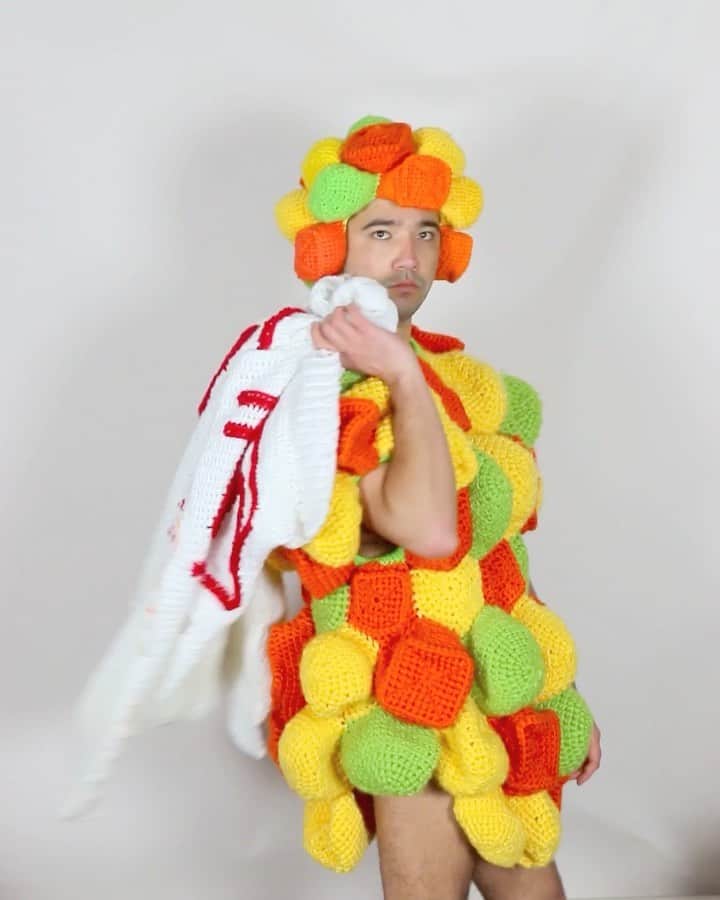 Phil Fergusonのインスタグラム：「That Packet Of Frozen Veggies You Put On Your Foot? This Is Her Now, Feel Old Yet?  I feel like you can tell how the ups and downs of iso affect me when I start a project, ditch it, then finish it off suddenly!  This is my frozen eleganza aka my frozen veggies look.  I managed to make the cape work despite it being a touch too small! What other veggies could go in it?  Anyway I though it was funny that I am posting this while we’re having a cold snap so lollllll  Anyway, hope everyone’s well through everything, let me know if you like photos and videos too!」