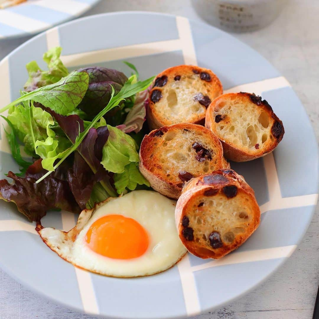 あいりおーさんのインスタグラム写真 - (あいりおーInstagram)「今朝の朝ごパン🍞. . 昨日焼いたレーズンのハードパン🥖. . レーズンは一度蒸してふっくらさせてから使います(๑˃͈꒵˂͈๑) . . この一手間でレーズンはとってもジューシー٩(๑′∀ ‵๑)۶•*¨*•.¸¸♪. . 魚焼きグリルでサクサクに焼き戻してバターを染み染みにさせて٩(๑´3｀๑)۶. . あとは具沢山スープ. . 最近キャベツが高くて買うのを躊躇した(笑). . . . #ハードパン#おうちjoice#朝ごはん#レーズンパン#おうち時間 #手作りパン#おうちパン#あいりおーパン#マカロニメイト #instagramjapan #kurashiru #kurashirufood #キナリノ#おうちごはん#フーディーテーブル #製菓材料ならコッタ #コッタ #instagramjapan #igersjp #Instagram #delistagramme #レシピもコッタ #お菓子作りならコッタ」5月2日 21時54分 - airio830